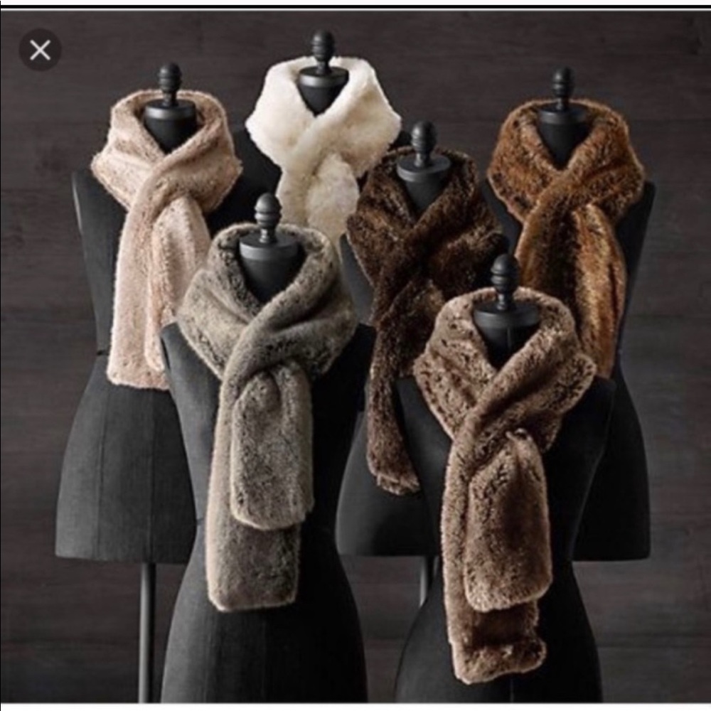 Restoration Hardware Mink Luxe Vegan Fur Scarf Gem